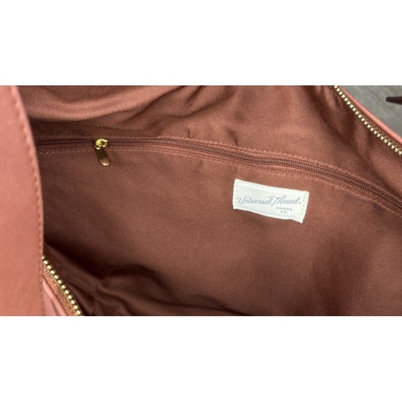 Oversized Crescent Shoulder Bag Purse Brown Gold Hardware‎ Universal Thread New - Picture 3 of 6